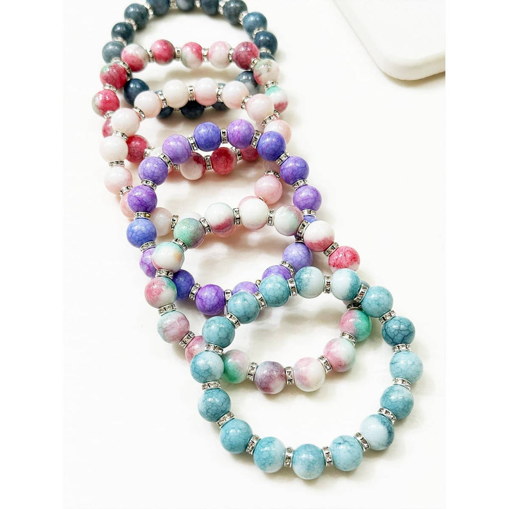 Soft Tone Beaded Stretch Glass Bracelets: MIX COLOR