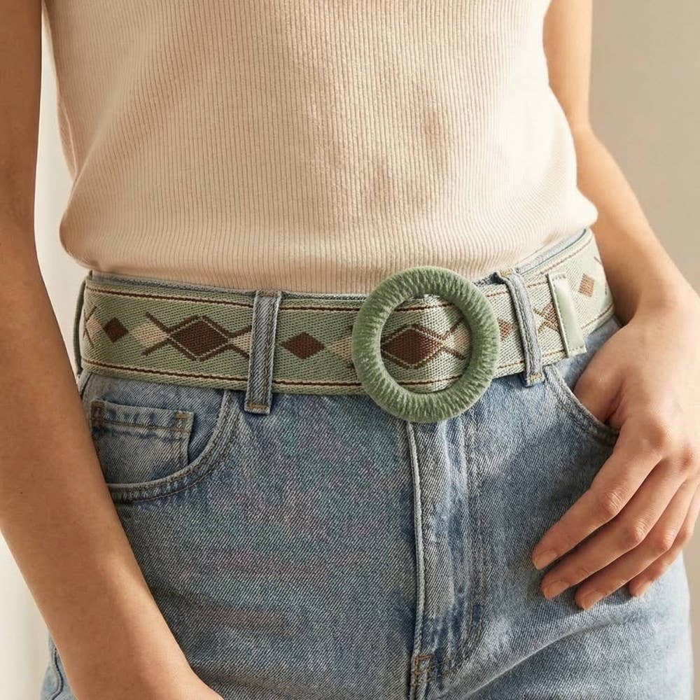 Round Braided Buckle Boho Belt: BR
