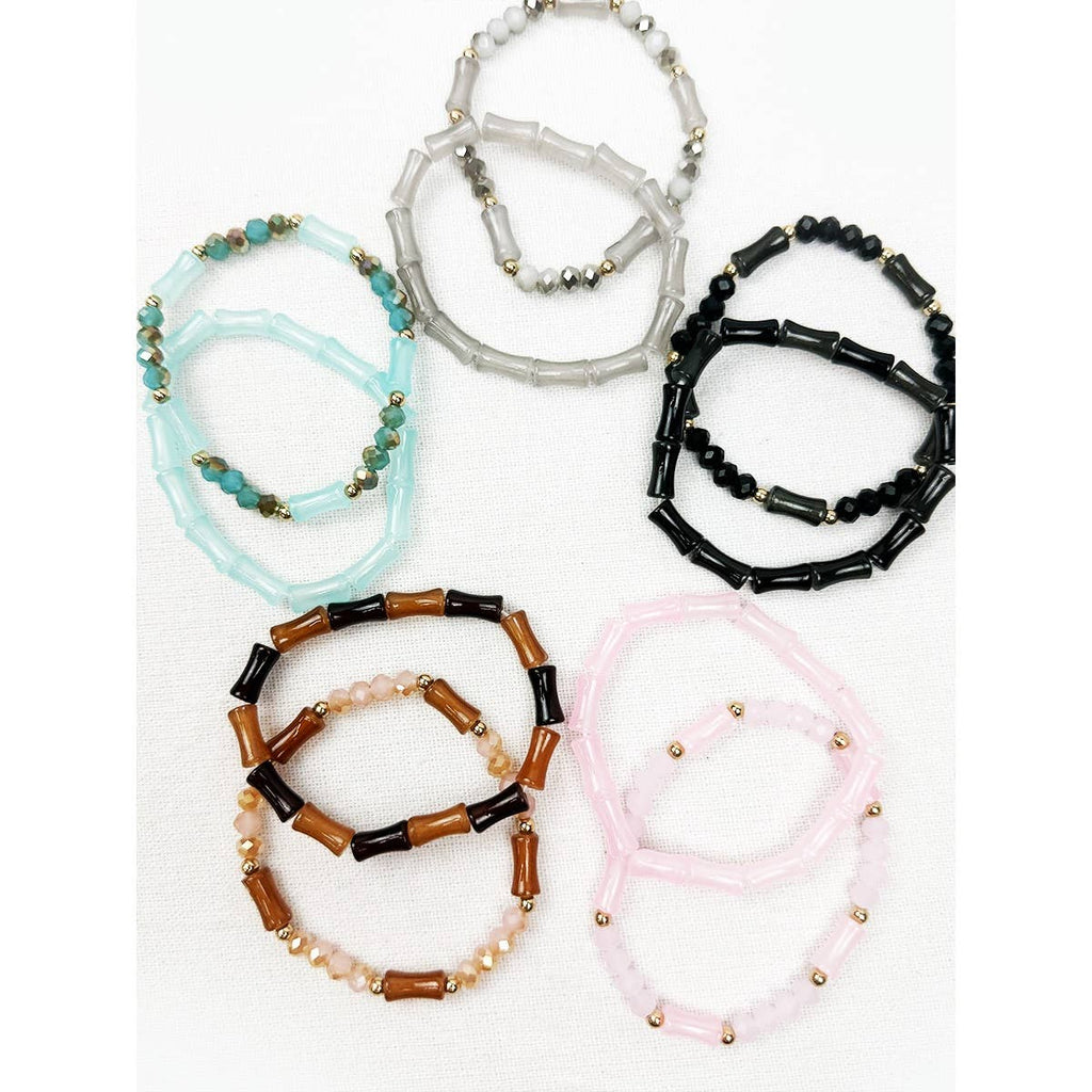 Stone Design Cross Beaded Stretch Bracelet