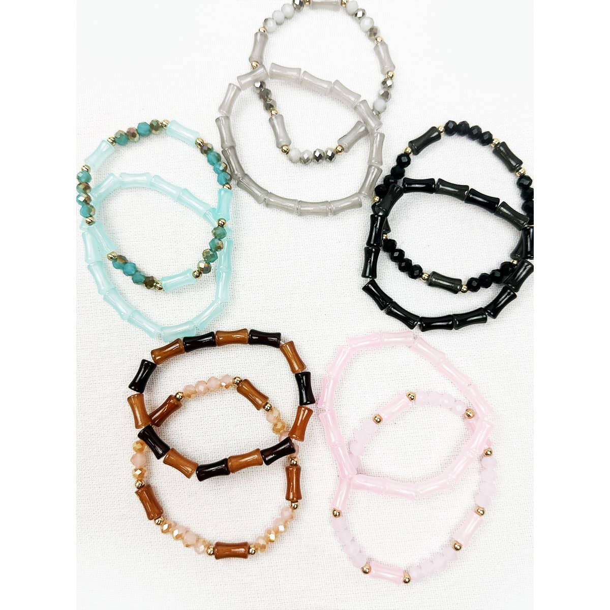 Stone Design Cross Beaded Stretch Bracelet