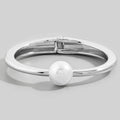Pearl Bead Thin Metal Hinged Bangle Bracelet: S
