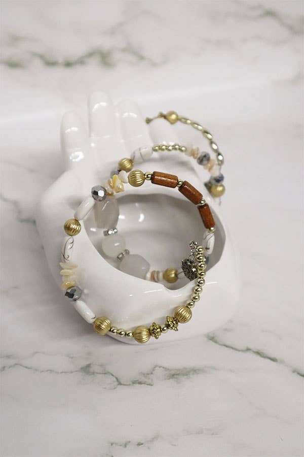 Multiline Beaded Tassel Bracelet: MIX COLOR
