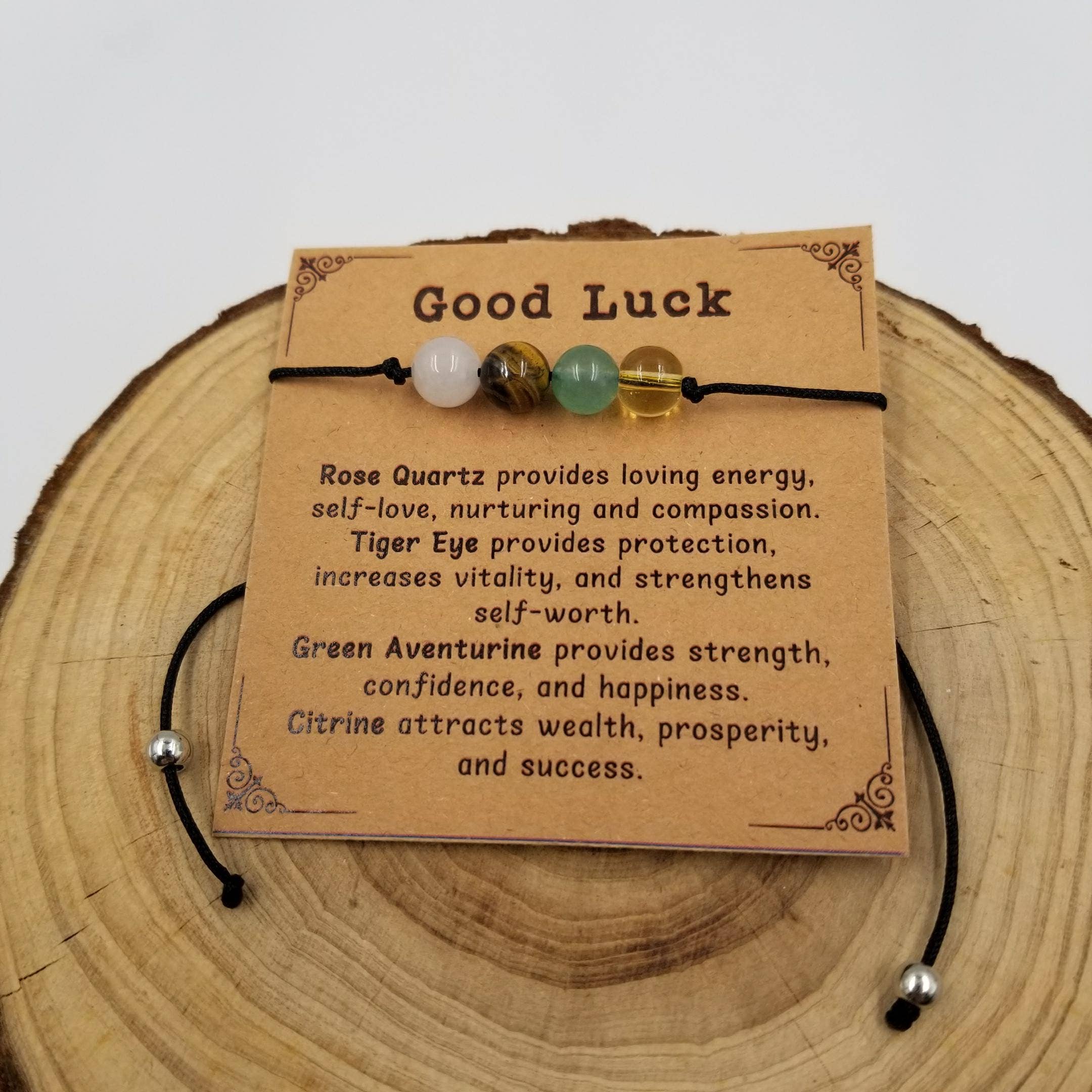 Handmade 4 Chakra Natural Stone Bracelet With Card: Empath Protect
