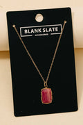 Stainless Steel Rectangle Stone Pendant Necklace: RD