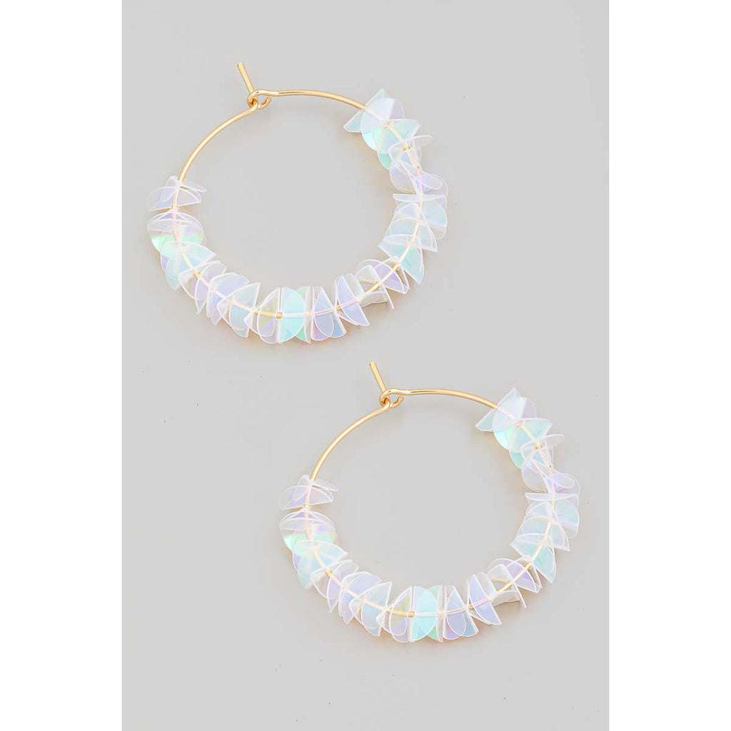 Layered Sequin Hoop Earrings: AB