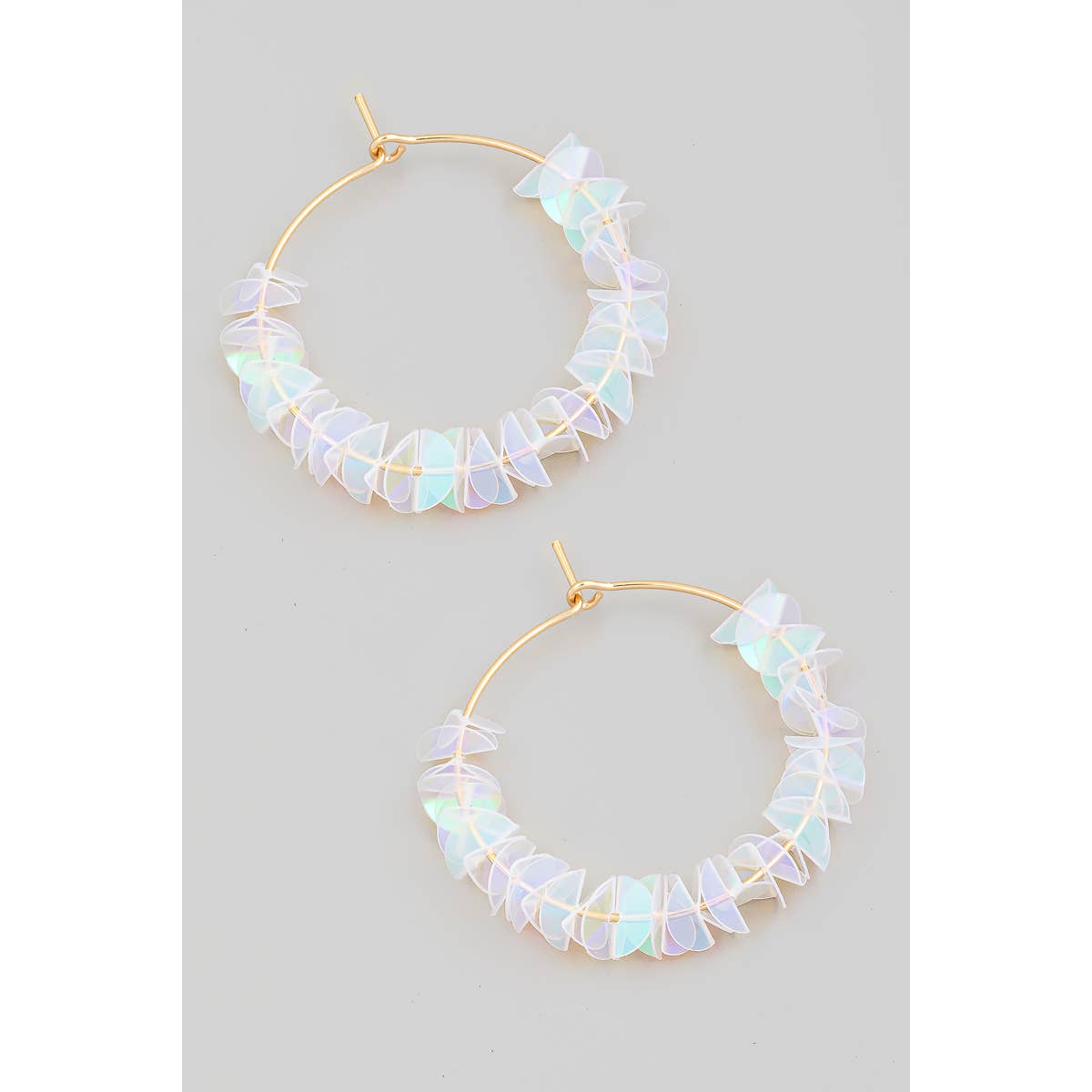 Layered Sequin Hoop Earrings: AB