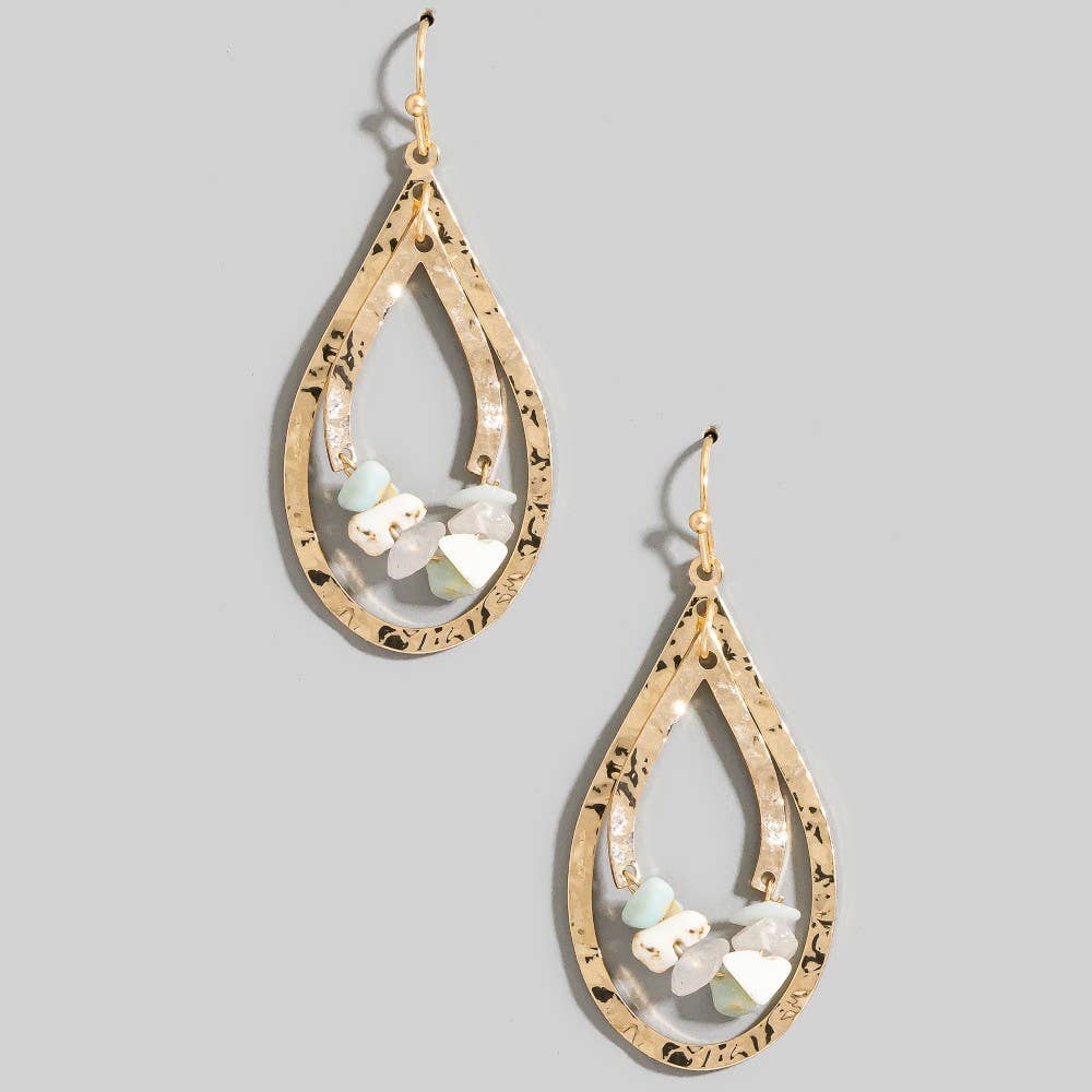 Hammered Layered Teardrop Cutout Earrings: HOWLITEGD