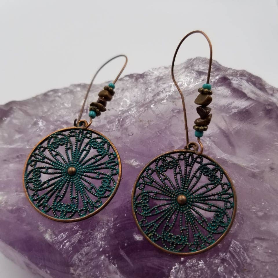 Boho Floral Circle Earrings