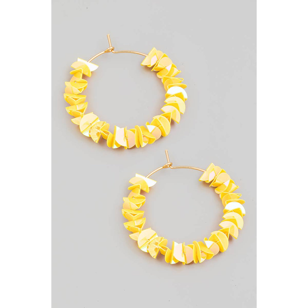 Layered Sequin Hoop Earrings: AB