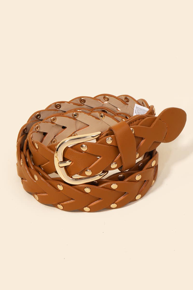 Braided Design Fashion Vegan Leather Belt: IV