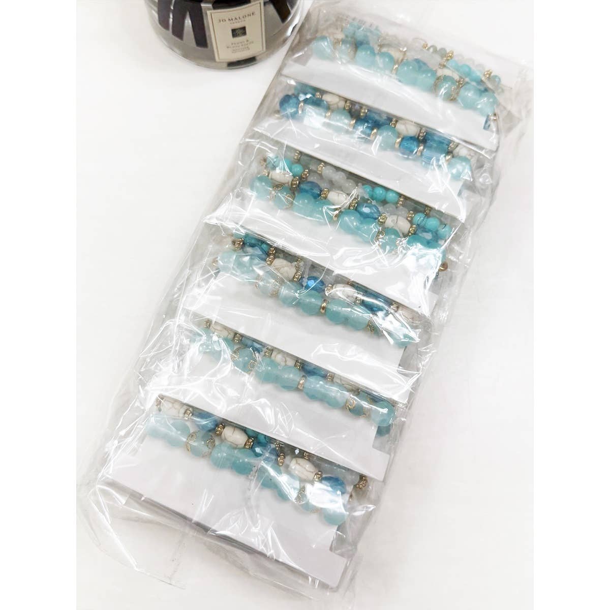 4-pc Light Blue Shades Stacked Mix Beads Bracelet