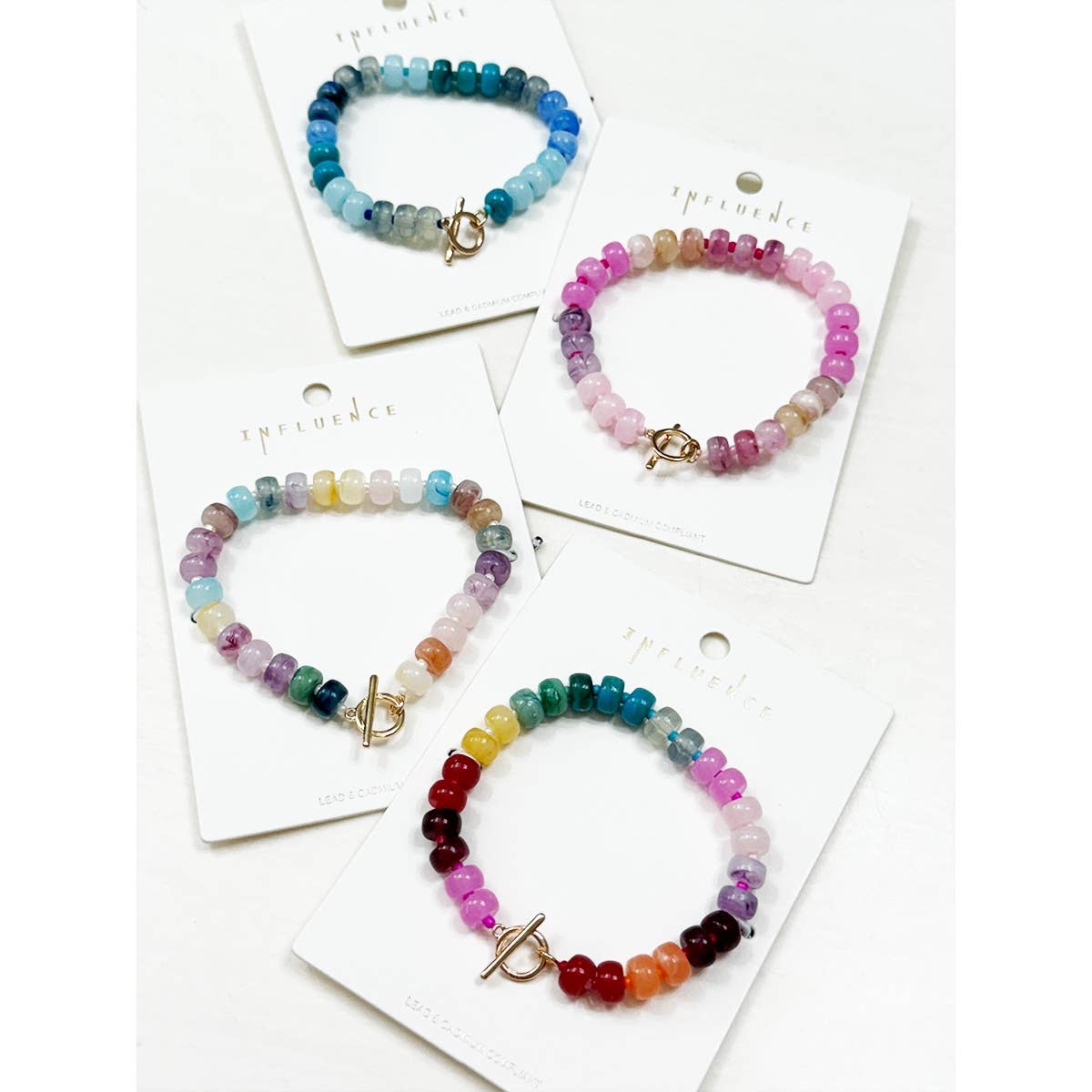 Round Shaped Resin Beads Ombre Mixed Bracelet: TURQUOISE