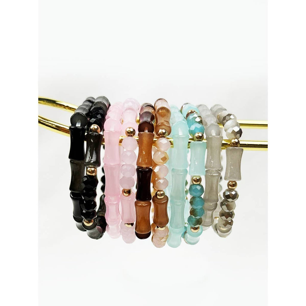Stone Design Cross Beaded Stretch Bracelet