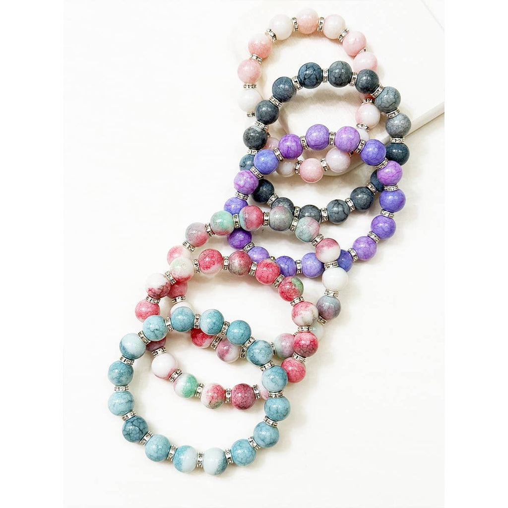 Soft Tone Beaded Stretch Glass Bracelets: MIX COLOR