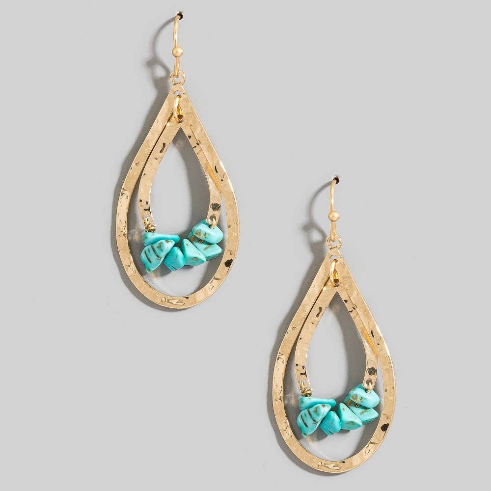 Hammered Layered Teardrop Cutout Earrings: HOWLITEGD