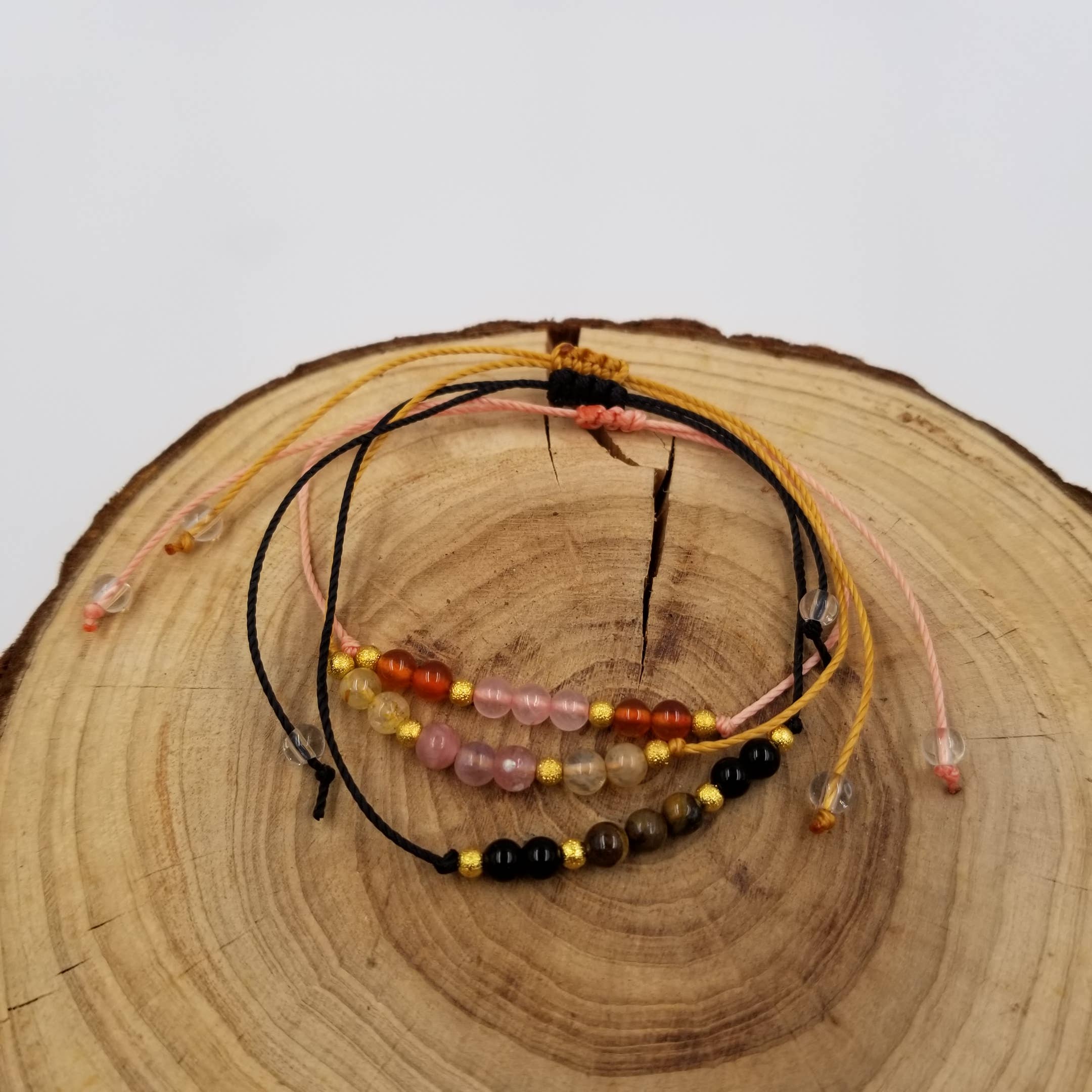 Handmade Natural Crystal Chakra Bead Bracelet With Card: Positivity&Joy