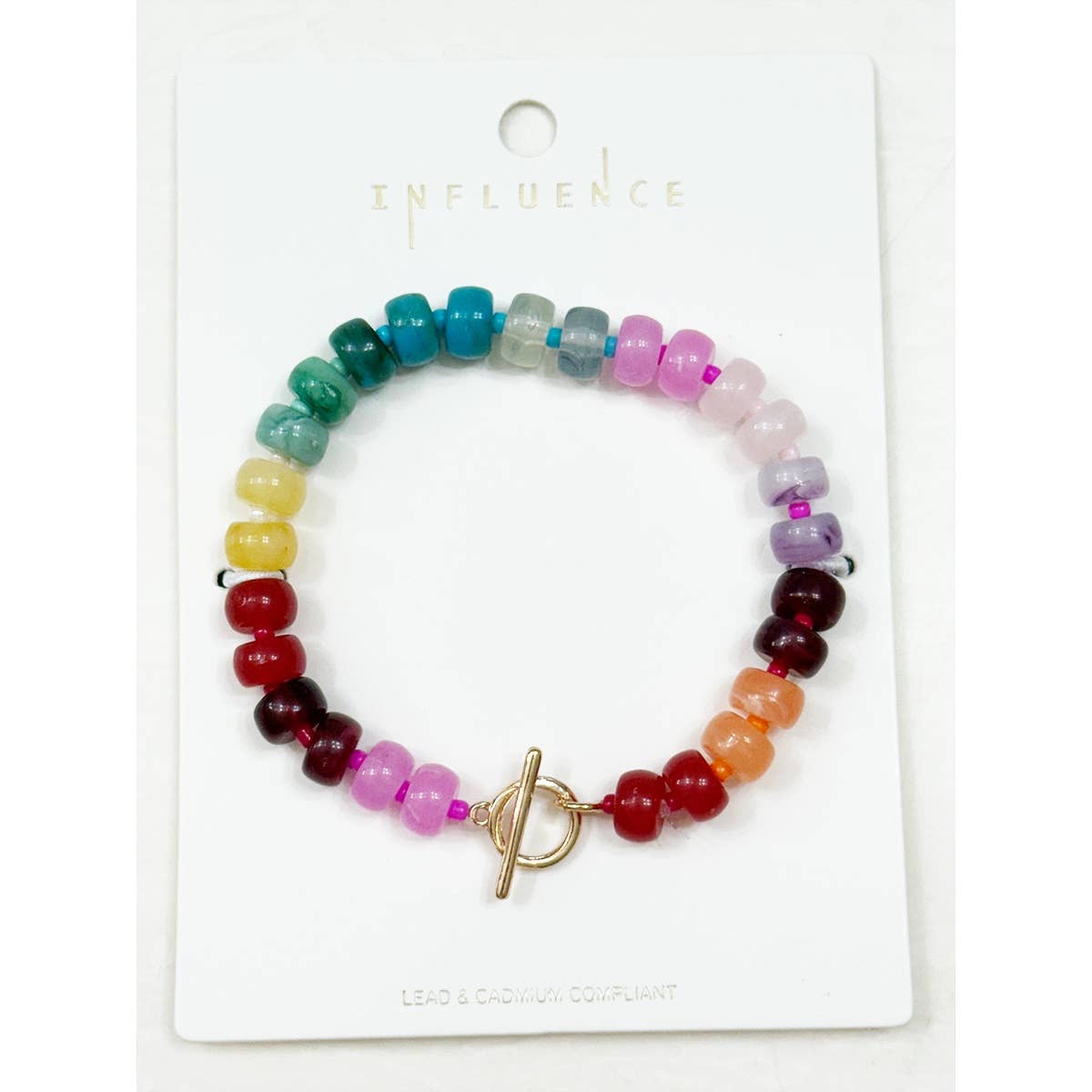 Round Shaped Resin Beads Ombre Mixed Bracelet: TURQUOISE