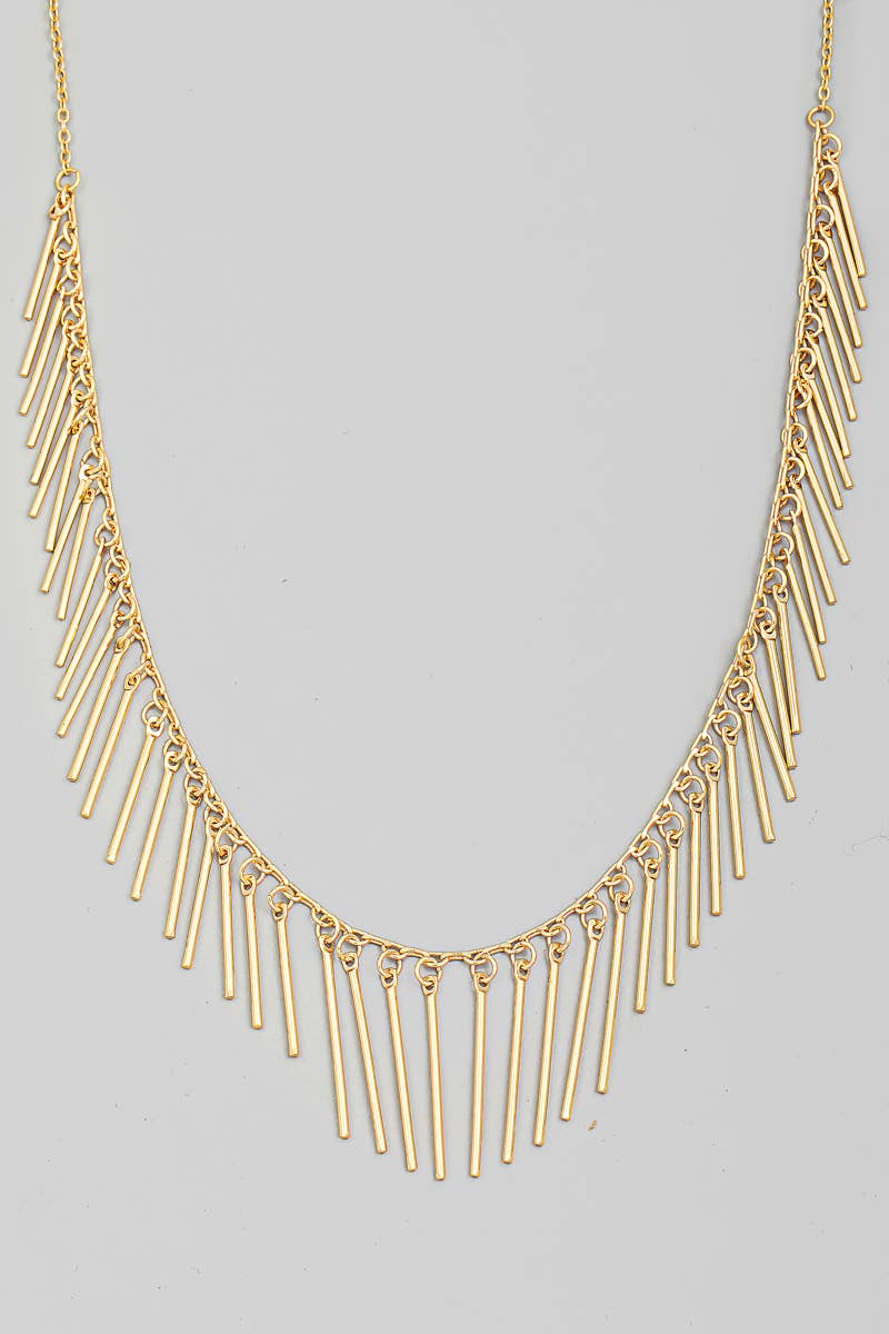 Dainty Bar Fringe Chain Necklace: G