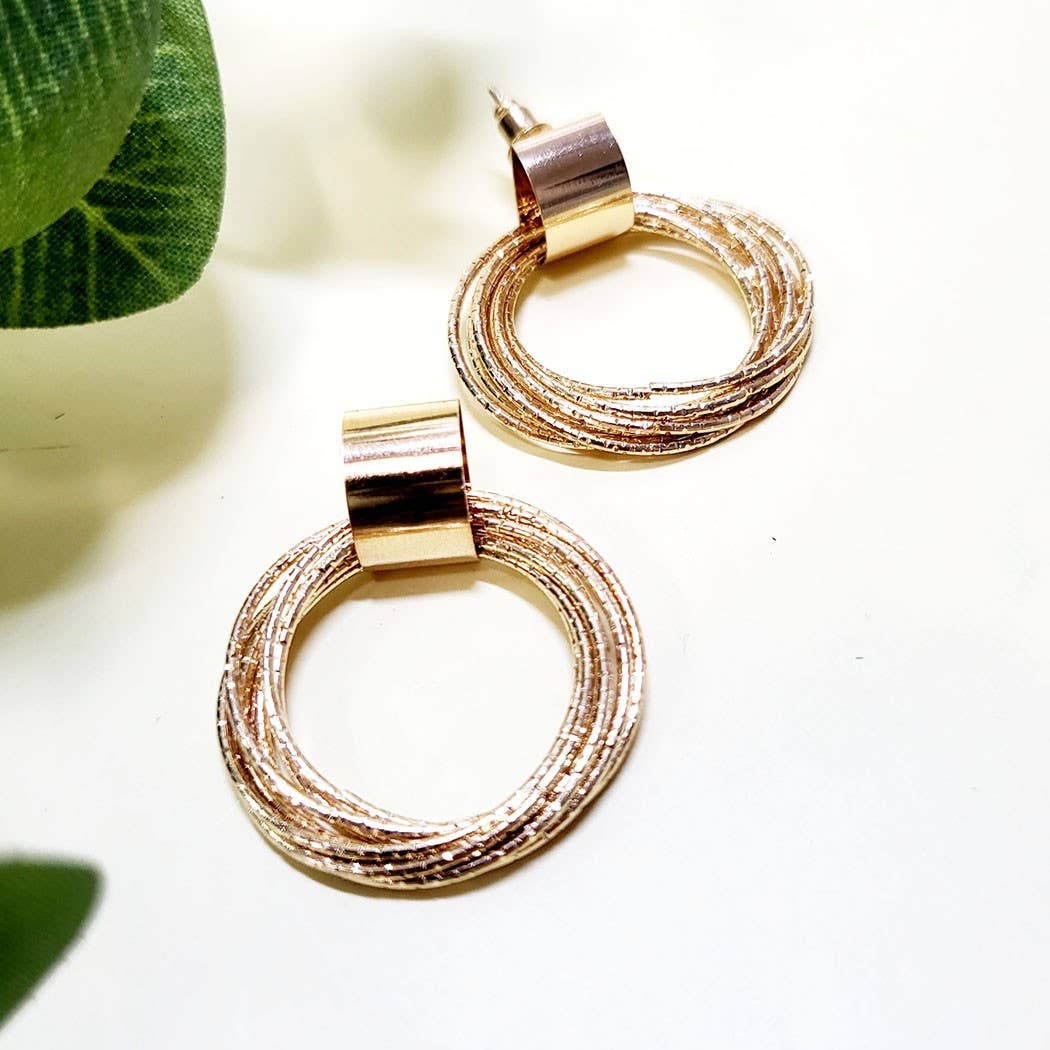 Shiny Layered Ring Dangle Earrings: Assorted Color