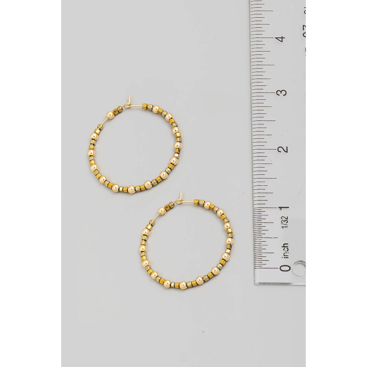 Assorted Wire Bead Hoop Earrings: G