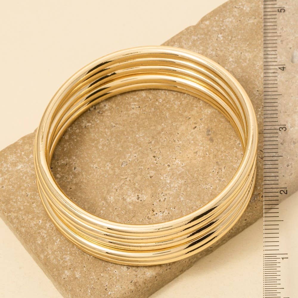 5Pc Metallic Bangle Bracelet Set: GD