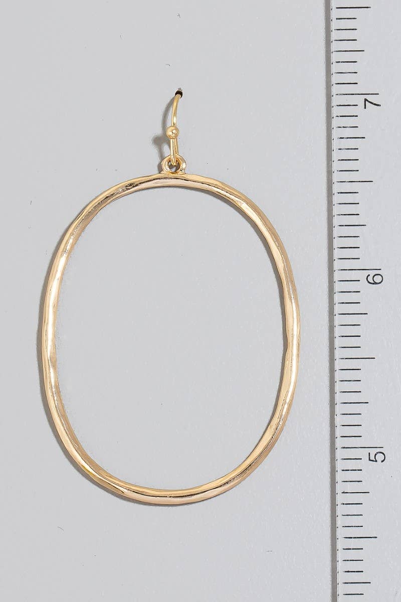 Hammered Metallic Oval Dangle Earrings: S