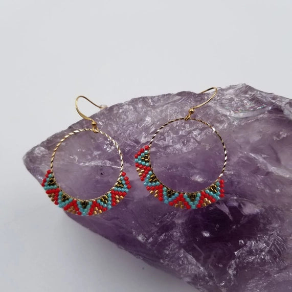 Boho Handwoven Seed Bead Earrings