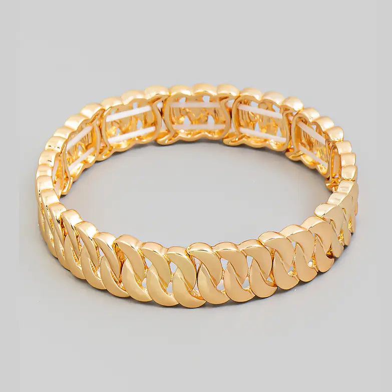 Chain texture link stretch bracelet