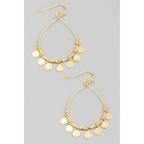 Coin Fringe Tear Drop Earring