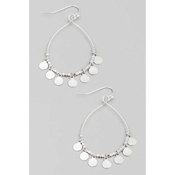 Coin Fringe Tear Drop Earring