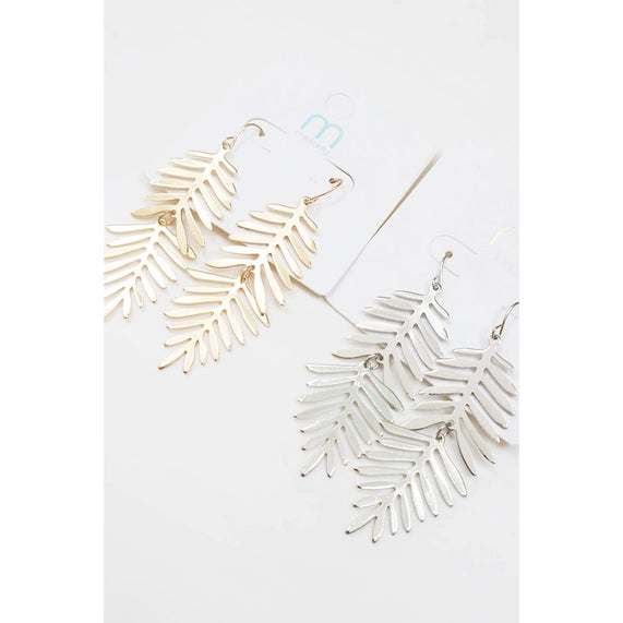 Gold and Silver Leaf Drop Summer Earrings