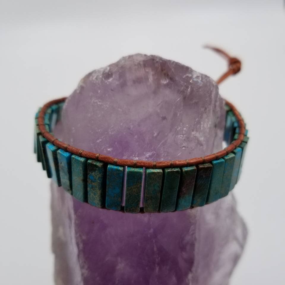 Turquoise Stone Beads Woven Wrap Bracelet