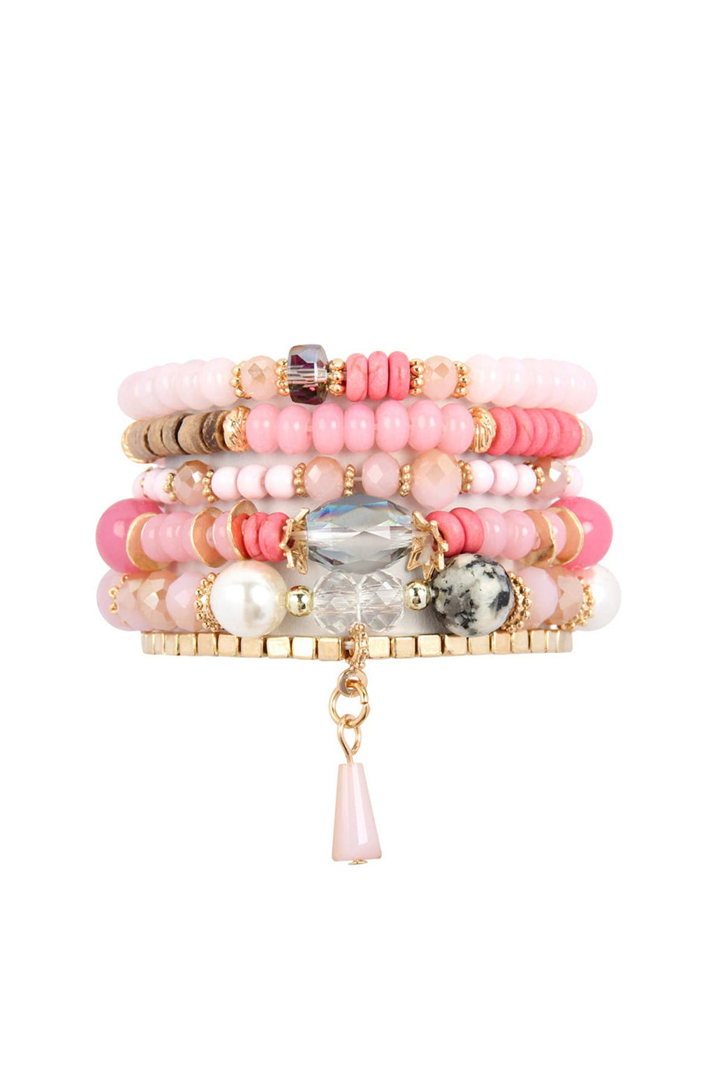MULTI-STONE BEADS STACKABLE BRACELETS: CORAL
