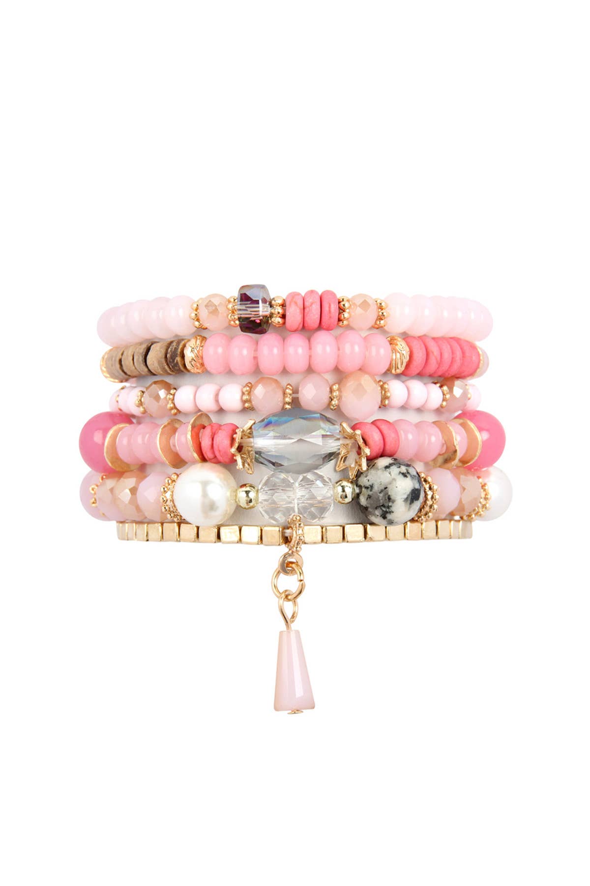 MULTI-STONE BEADS STACKABLE BRACELETS: CORAL