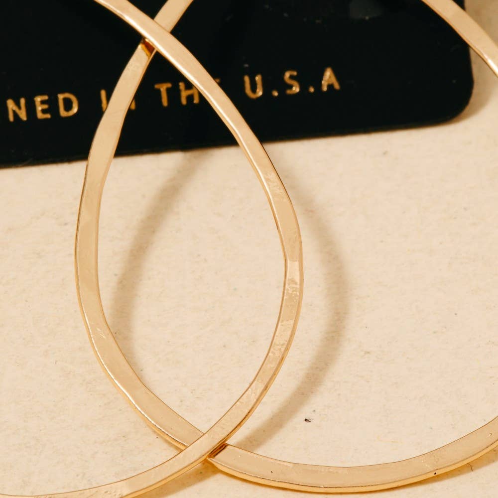 Handmade Thin Teardrop Cutout Earrings: G