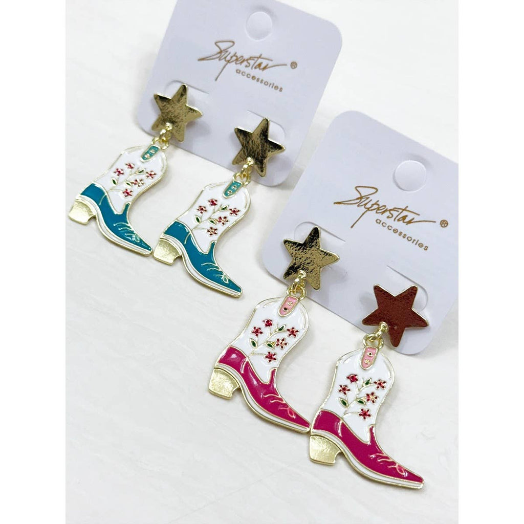 Western Boots and Star Earrings Set: MIX COLOR
