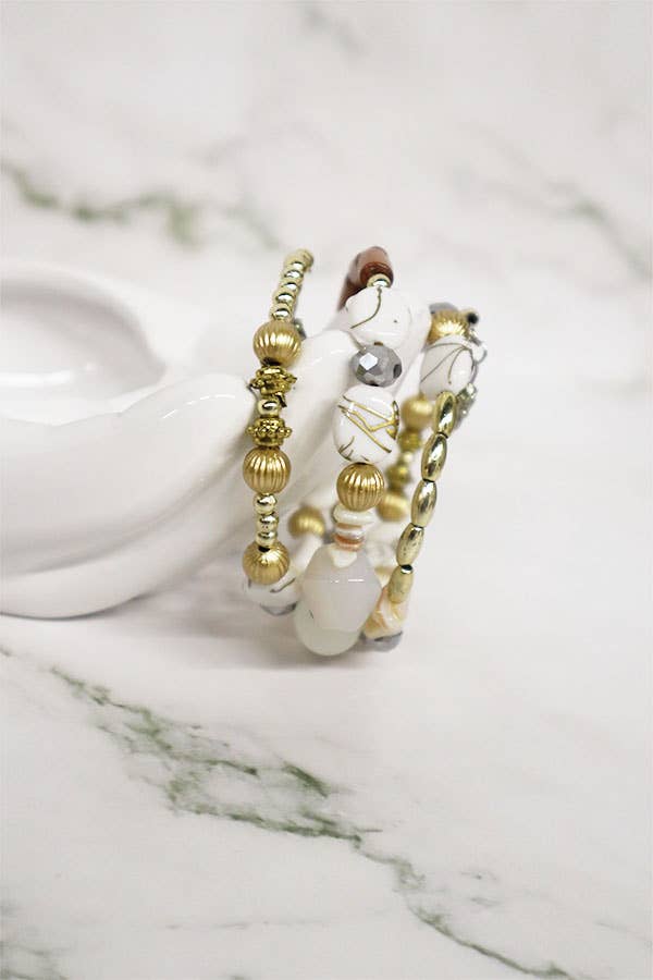 Multiline Beaded Tassel Bracelet: MIX COLOR