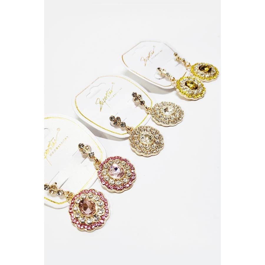 Two Tone Rhinestone Dangle Earrings: Assorted Color
