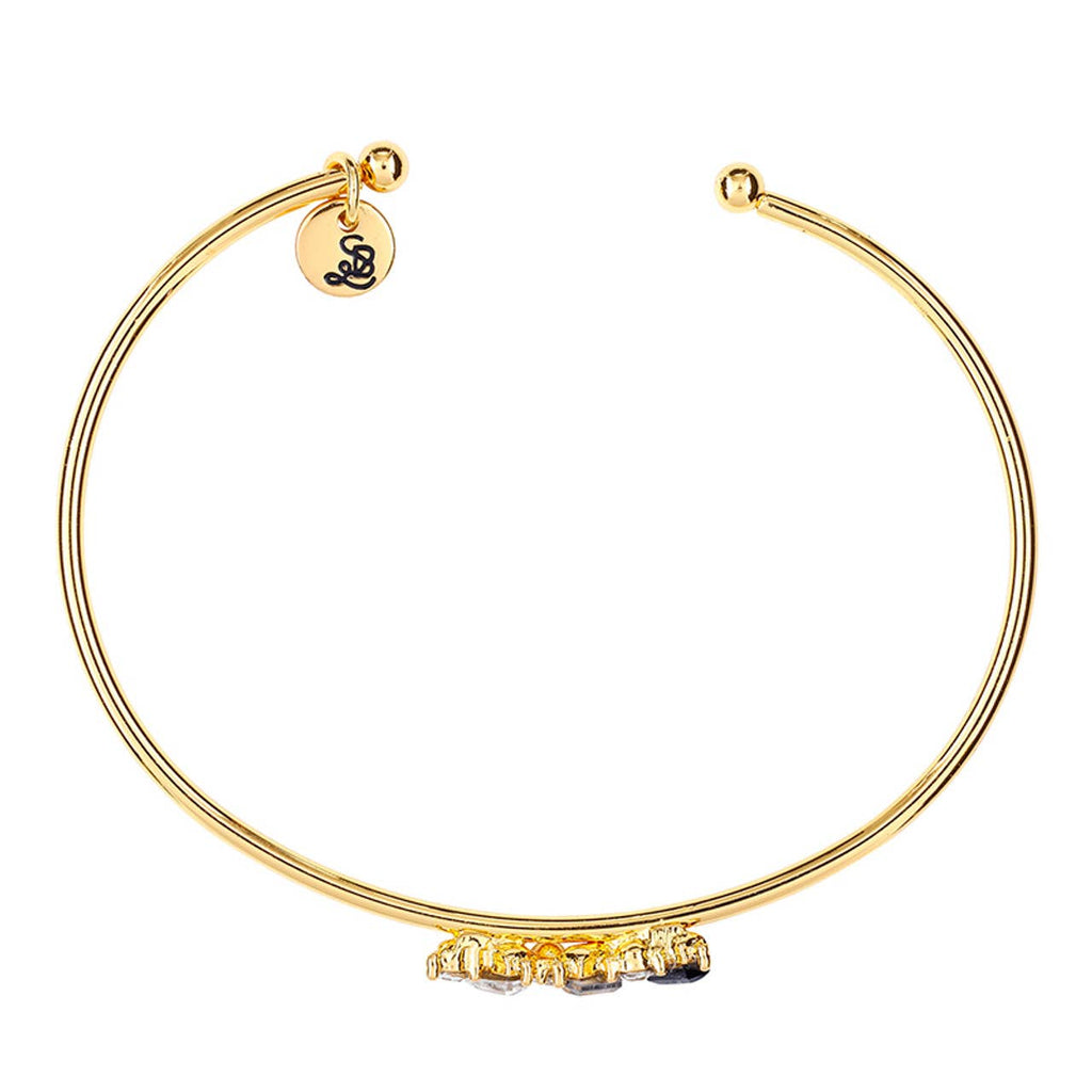 Crystal Bangle - Black Bar: Zinc Alloy, glass / 2.25 W x 2 H