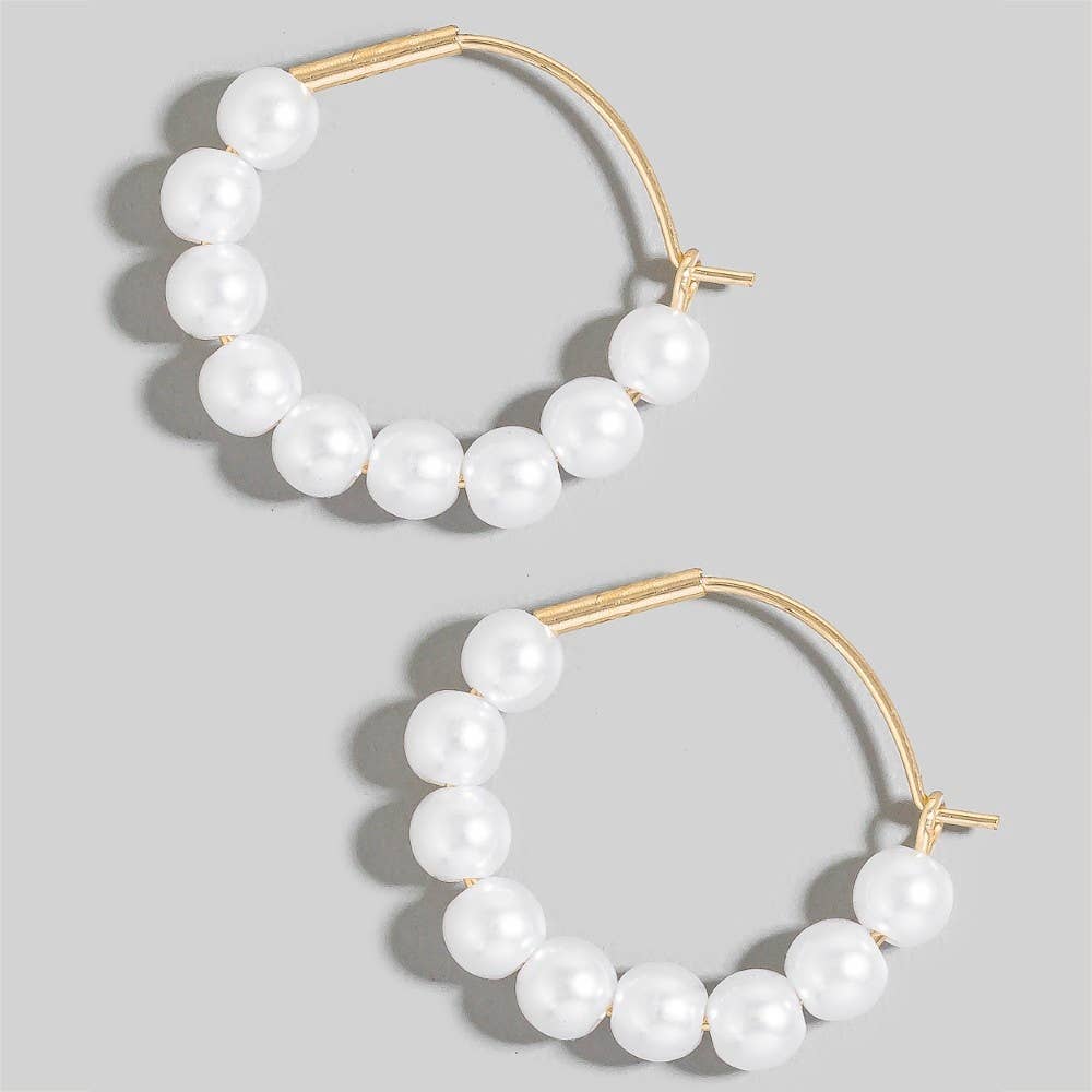 Pearl Beaded Hoop Earrings: GD
