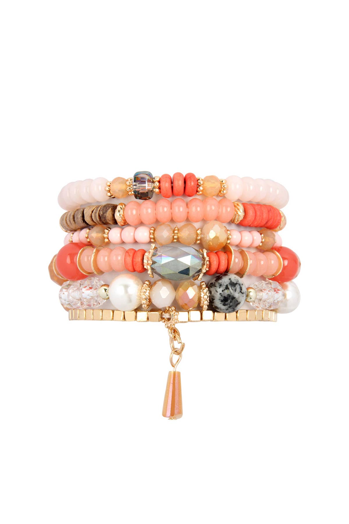 MULTI-STONE BEADS STACKABLE BRACELETS: CORAL