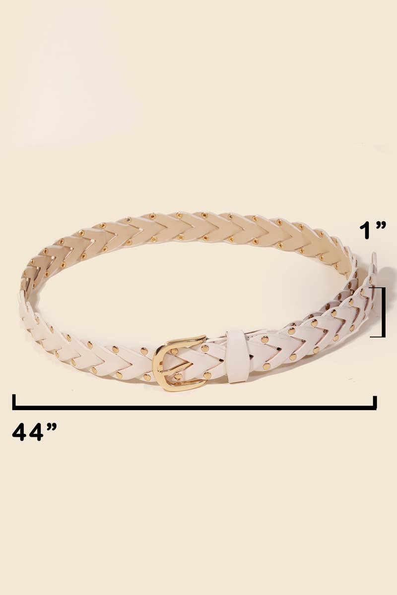 Braided Design Fashion Vegan Leather Belt: IV