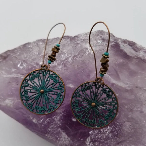 Boho Blue Floral Earrings