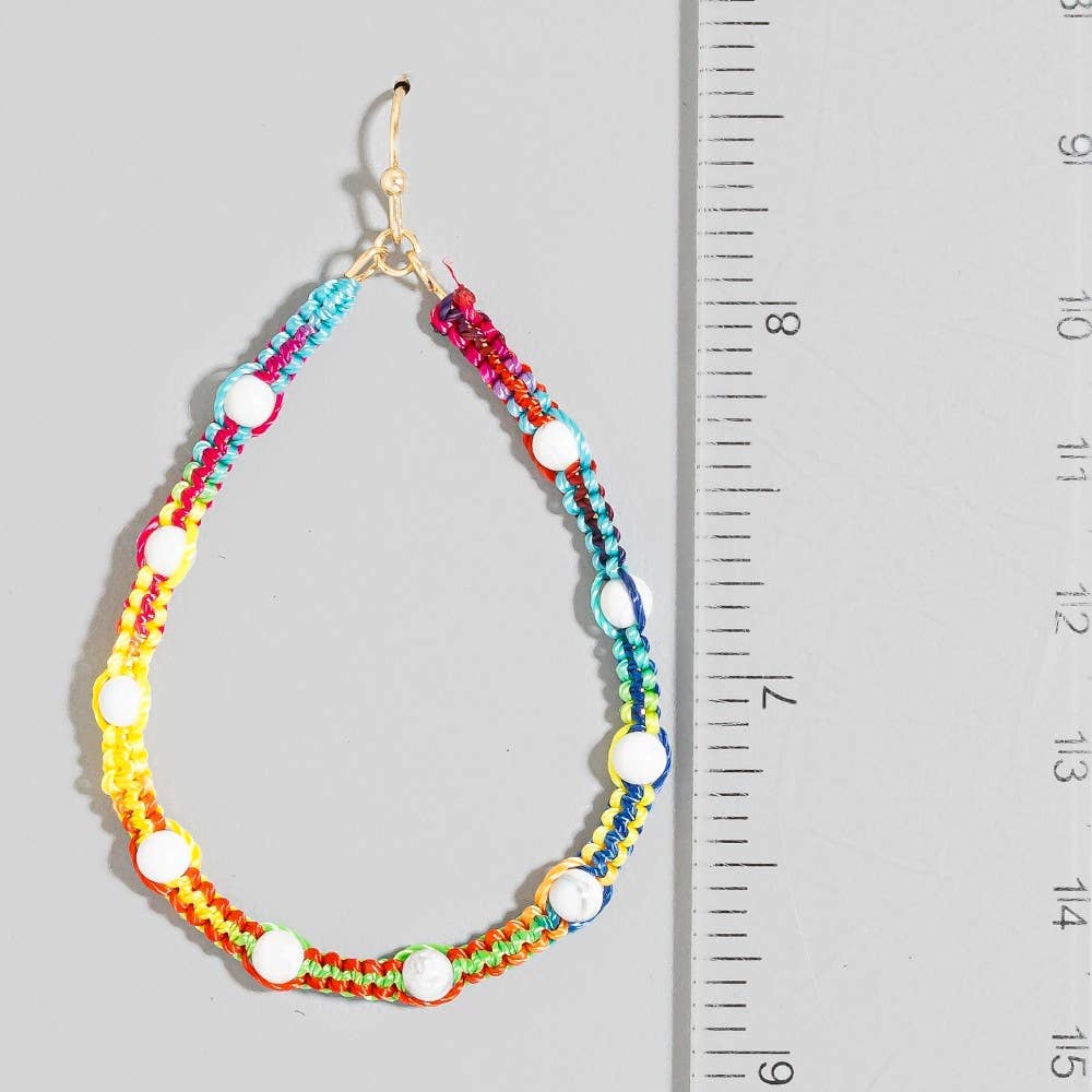 Stone Station Beads Threaded Teardrop Earrings: BMULHOW