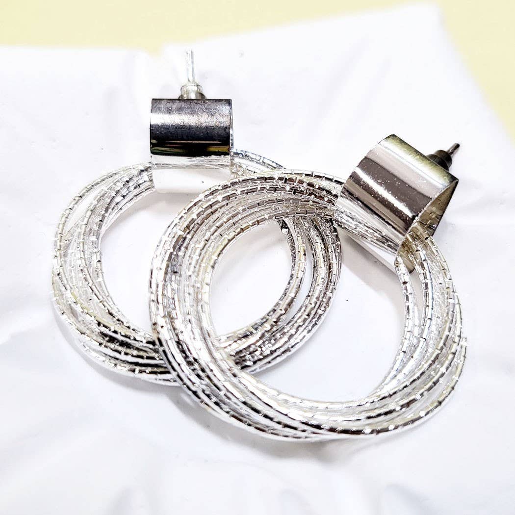 Shiny Layered Ring Dangle Earrings: Assorted Color