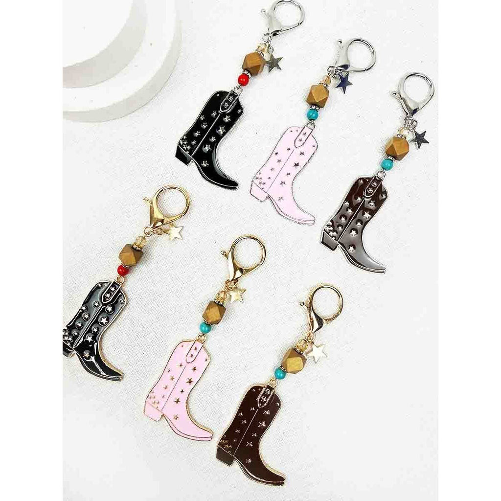 Western Theme Cowboy Boot Keychain: MIX COLOR