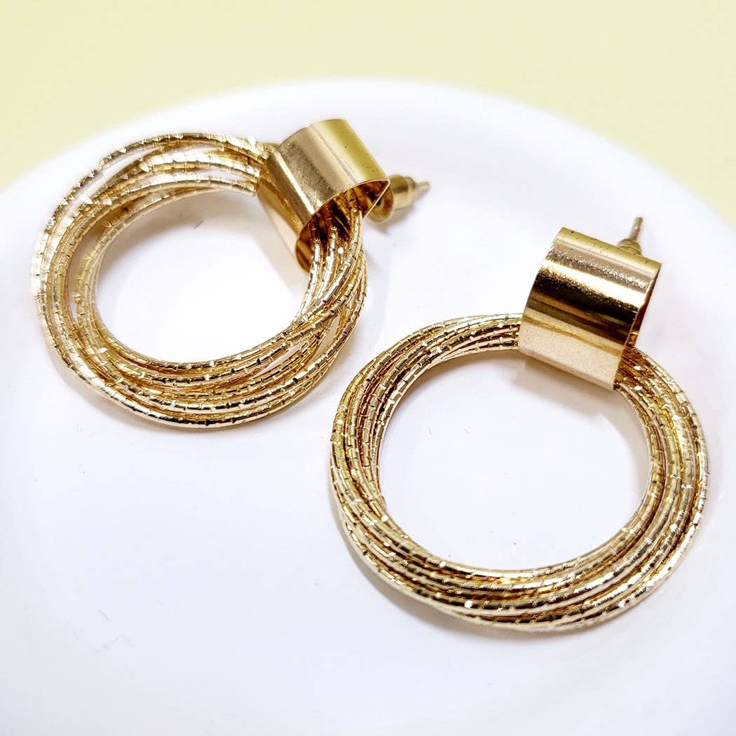Shiny Layered Ring Dangle Earrings: Assorted Color