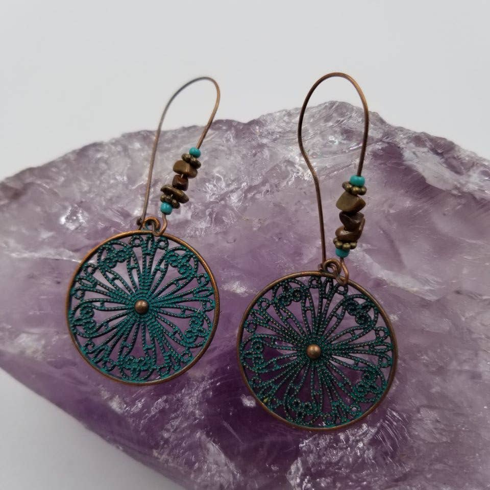 Boho Floral Circle Earrings