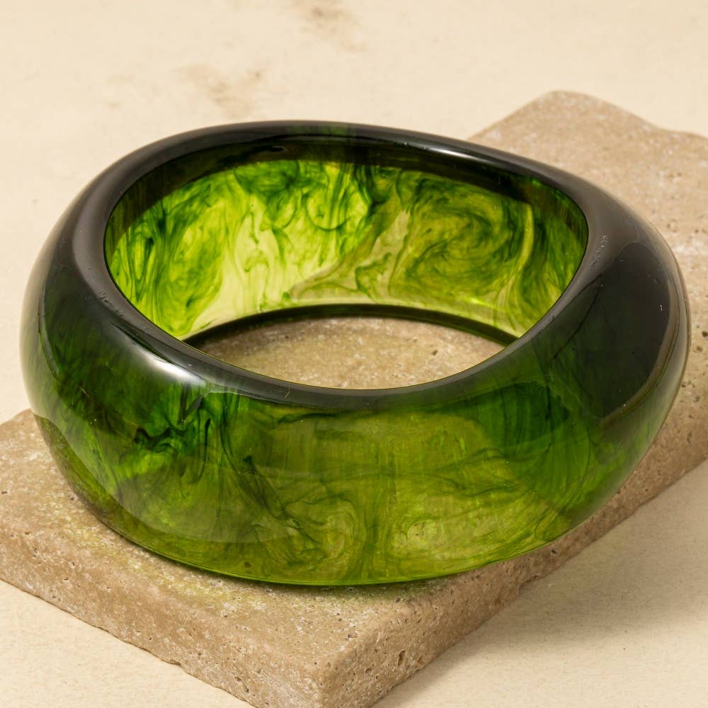 Large Marble Resin Bangle Bracelet: KA