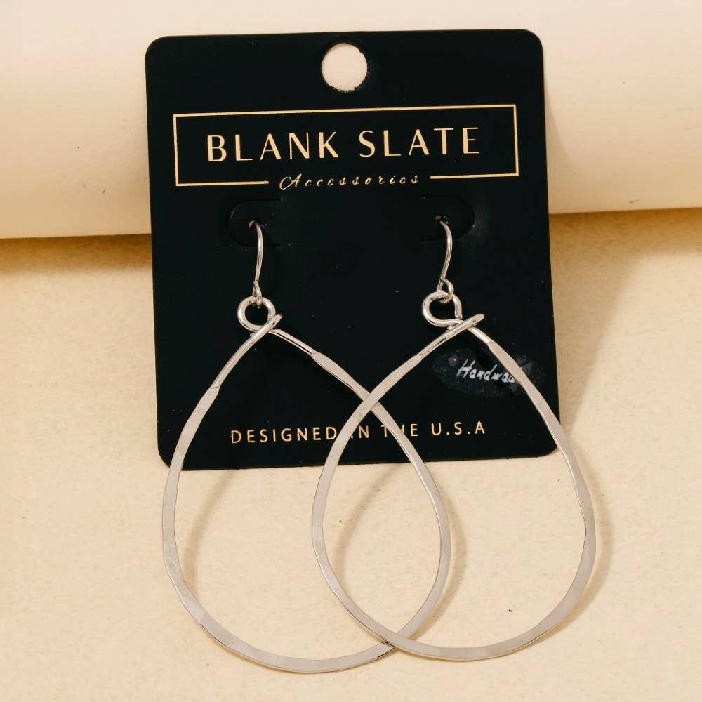 Handmade Thin Teardrop Cutout Earrings: G